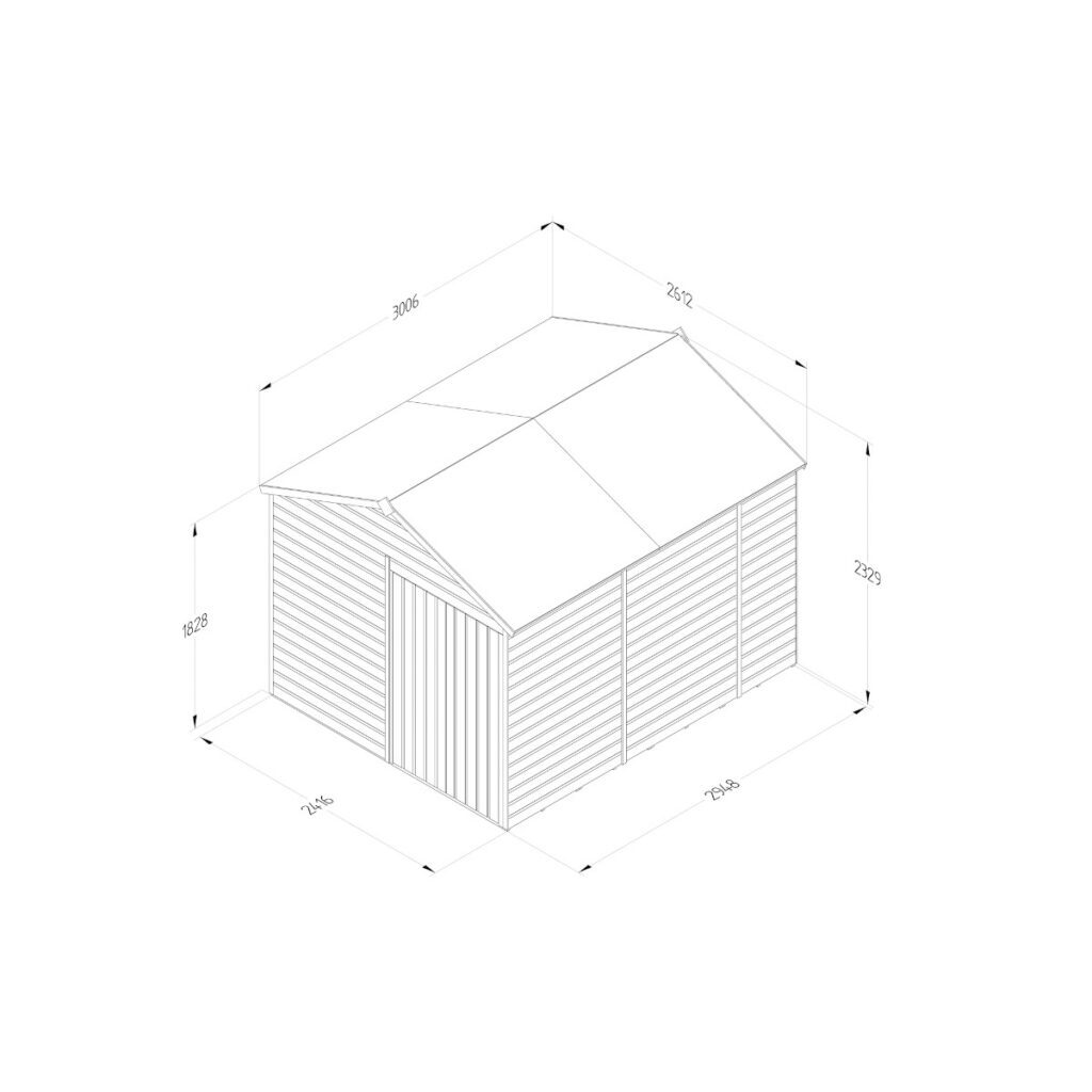 Forest Garden Beckwood 8×10 Apex Shed – No Windows – Double Door 5013053197370 2